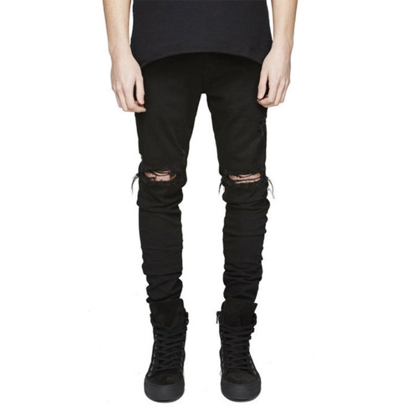 LONGBIDA Men's Slim Fit Ripped Stretch Skinny Jeans for Men, Distressed Tapered Leg Fashion Pants, Black, 30 - Image 1